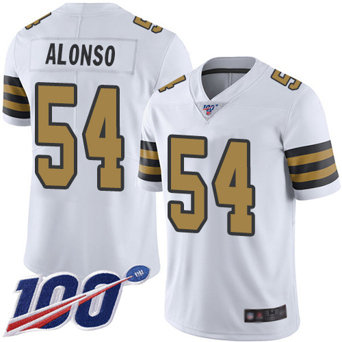Men New Orleans Saints Limited White Kiko Alonso Jersey NFL Football 54 100th Season Rush Vapor Untouchable Jersey